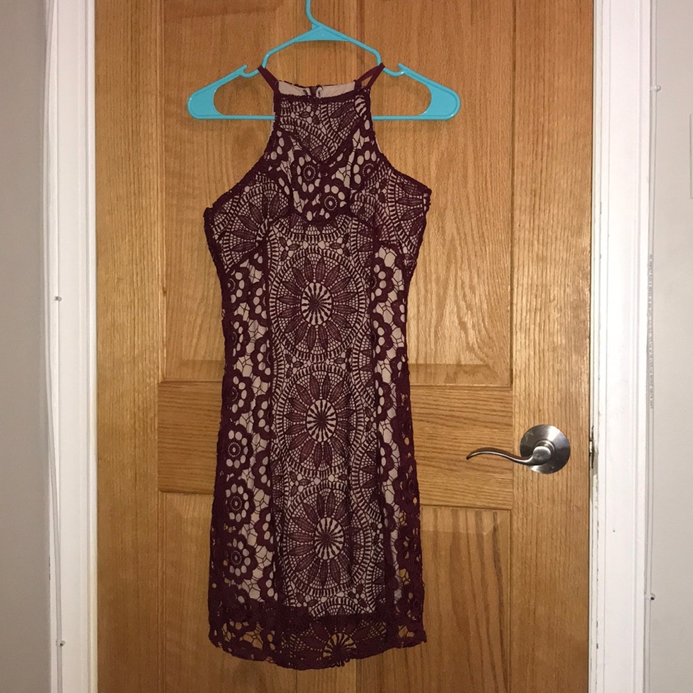 maroon crochet dress